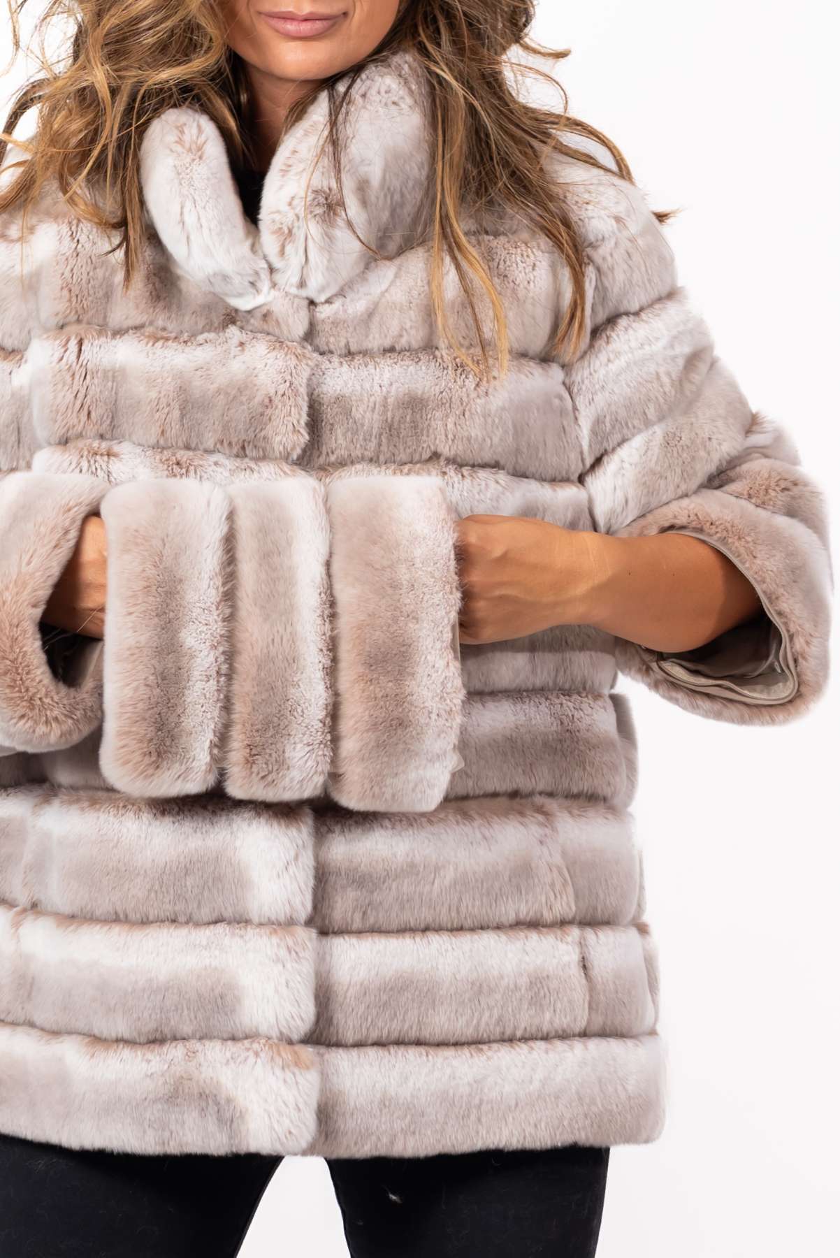Women's chinchilla coat Valeria 2 in 1 Melange