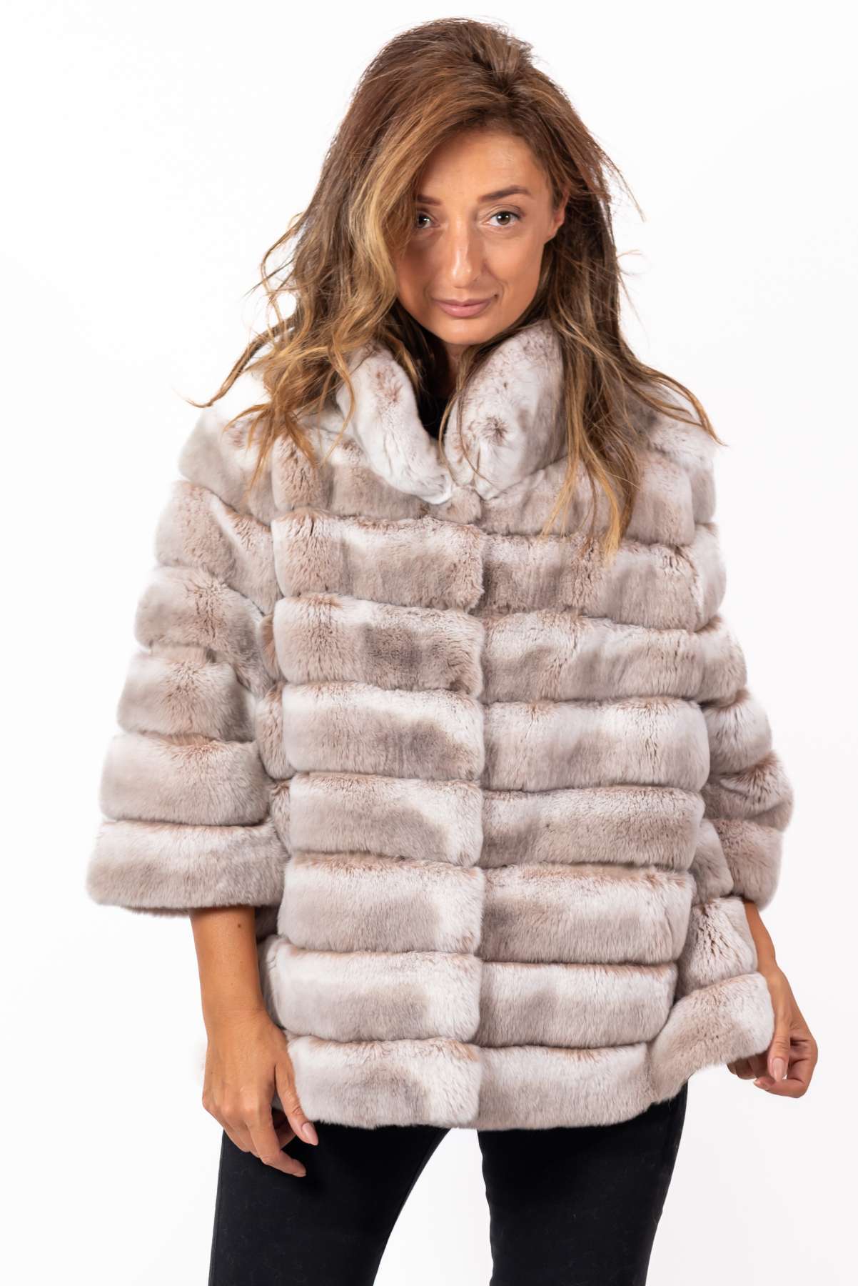 Women's chinchilla coat Valeria 2 in 1 Melange