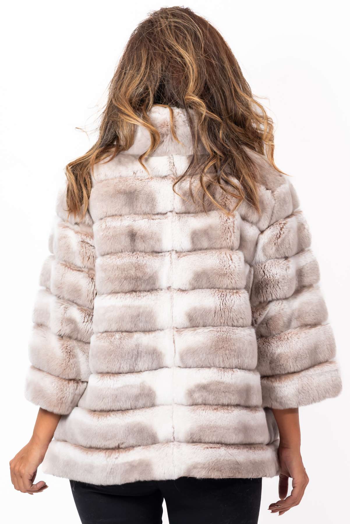 Women's chinchilla coat Valeria 2 in 1 Melange