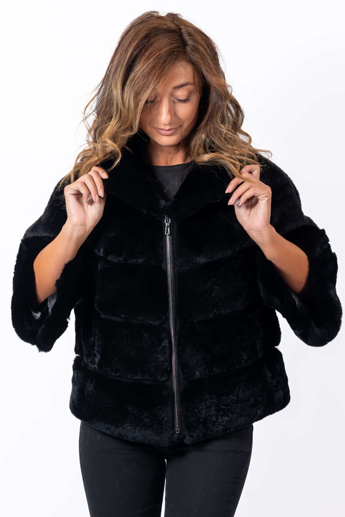 Women's chinchilla coat Diana Black