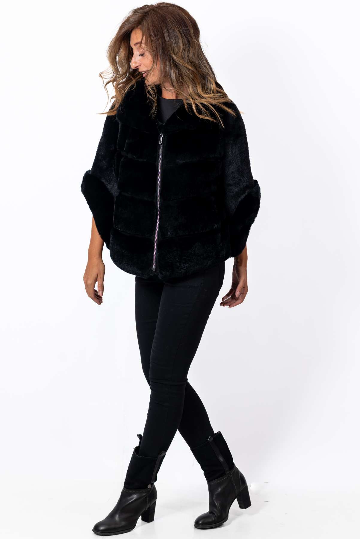 Women's chinchilla coat Diana Black