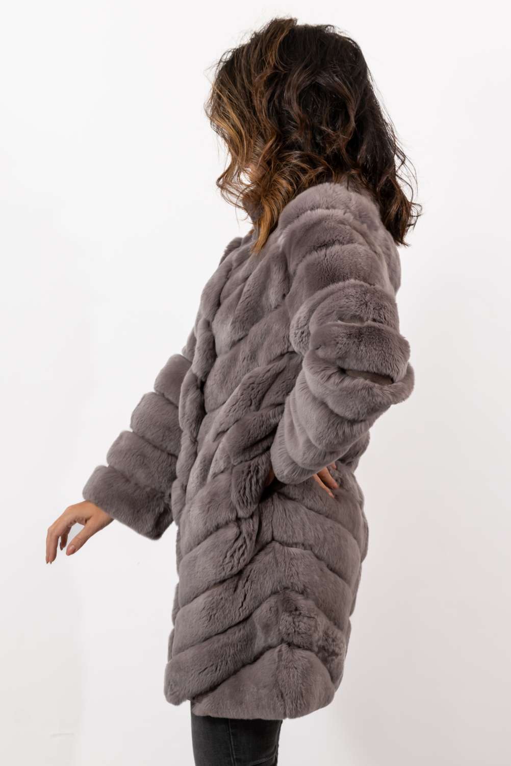 Women's chinchilla coat Valentina Grey