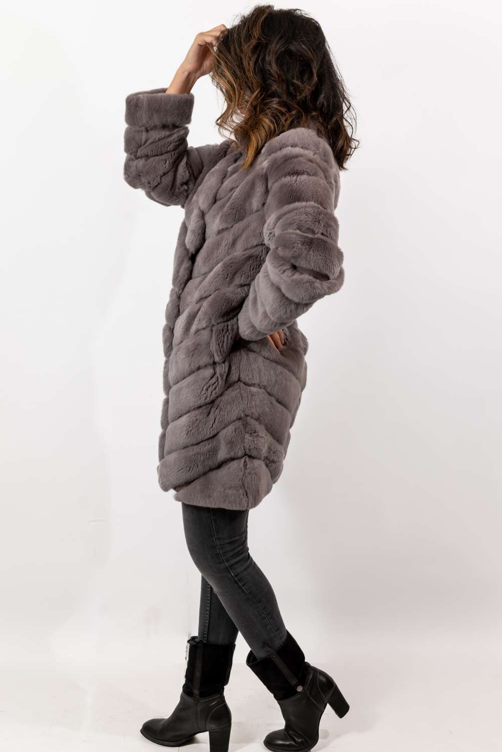 Women's chinchilla coat Valentina Grey