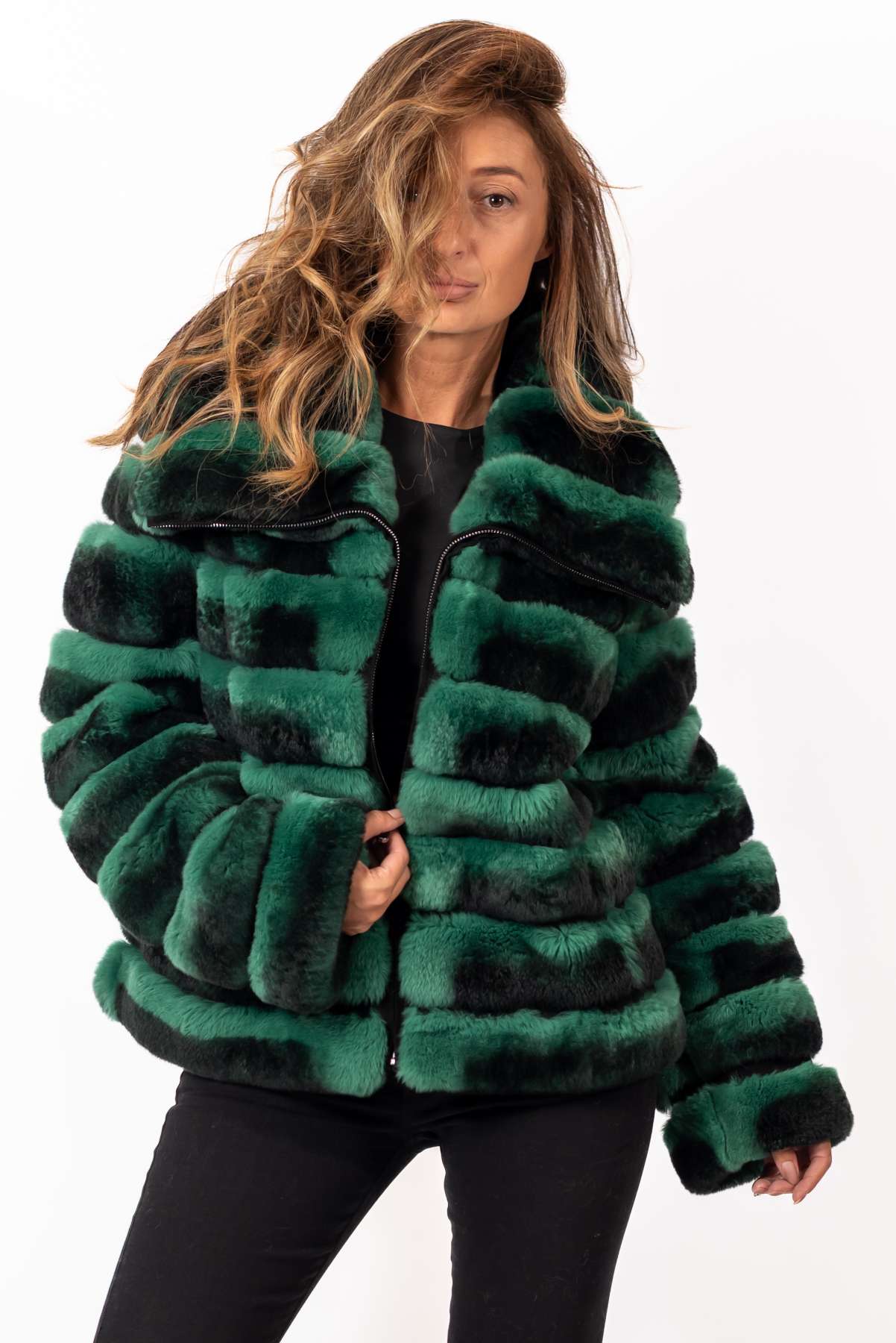 Women's chinchilla coat Galena Green