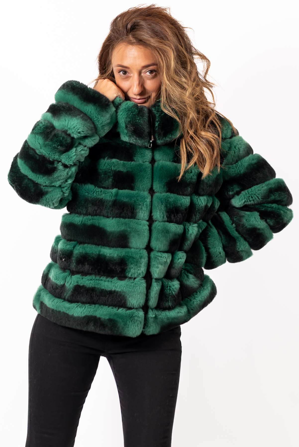 Women's chinchilla coat Galena Green