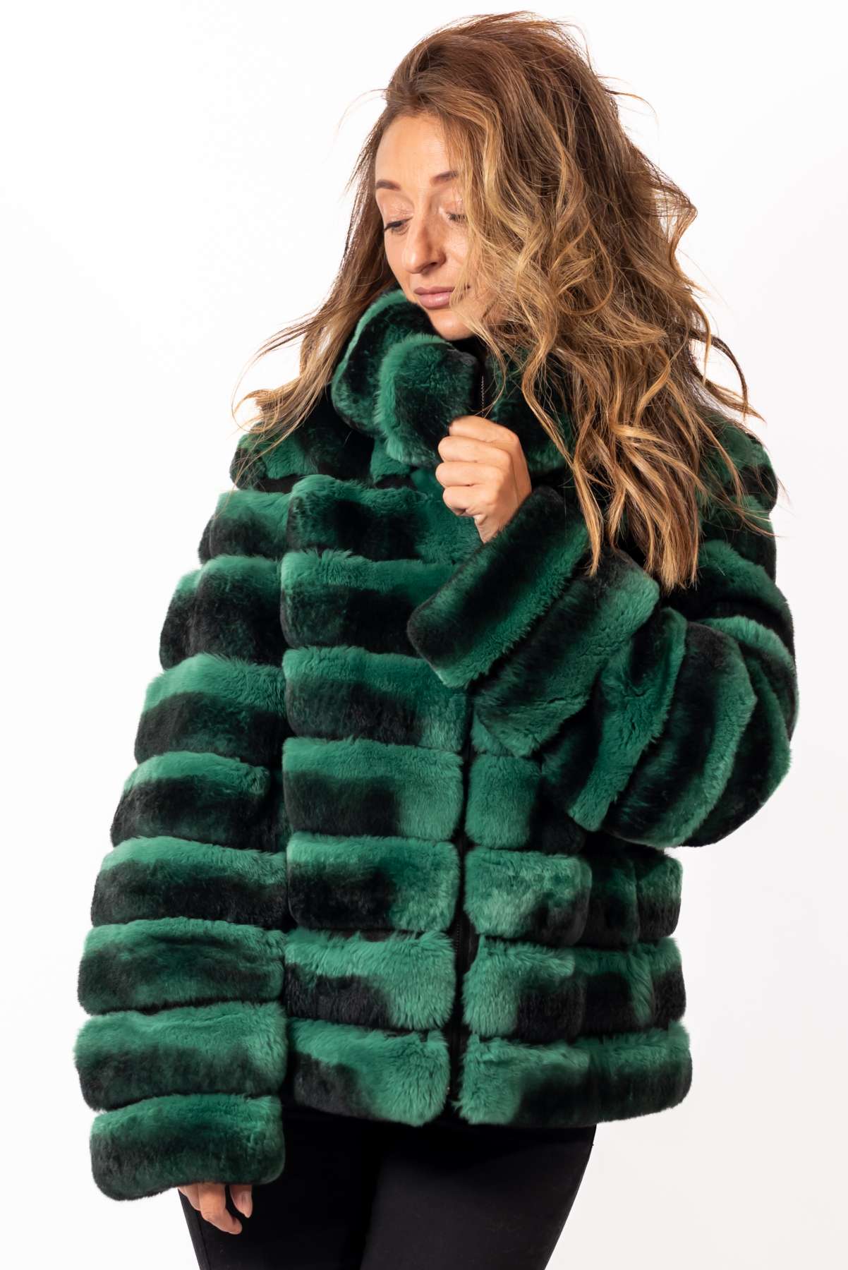 Women's chinchilla coat Galena Green