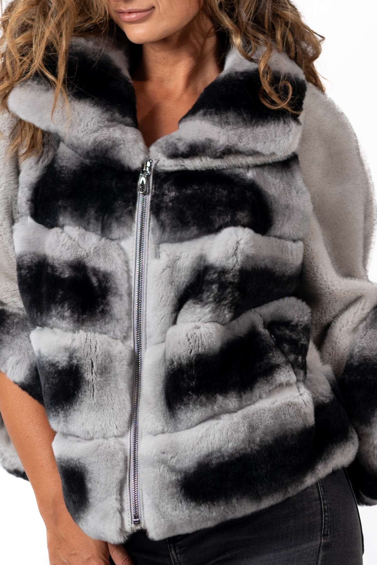 Women's chinchilla coat Diana Grey