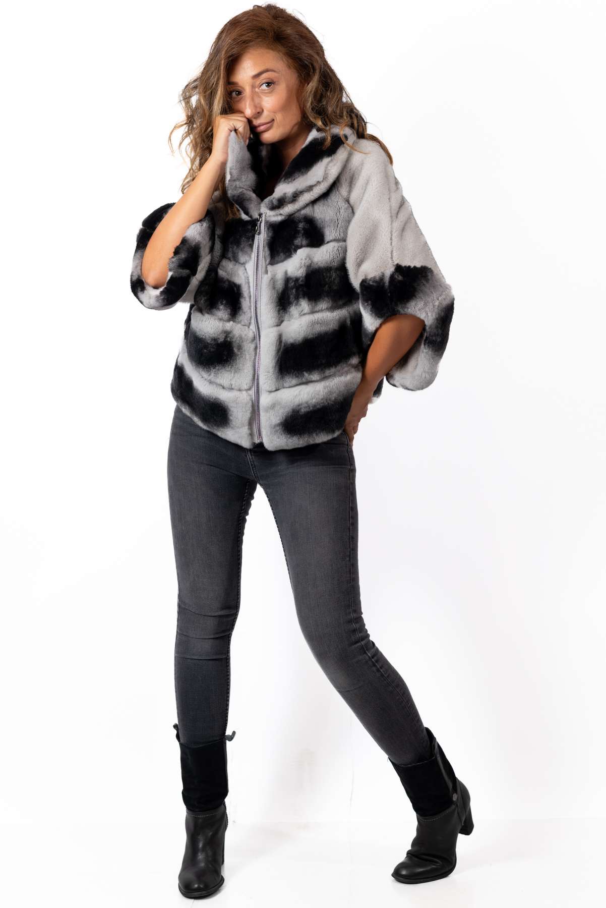 Women's chinchilla coat Diana Grey