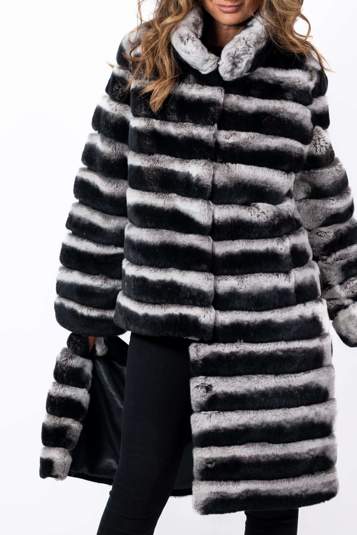 Women's chinchilla coat Valeria 2 in 1