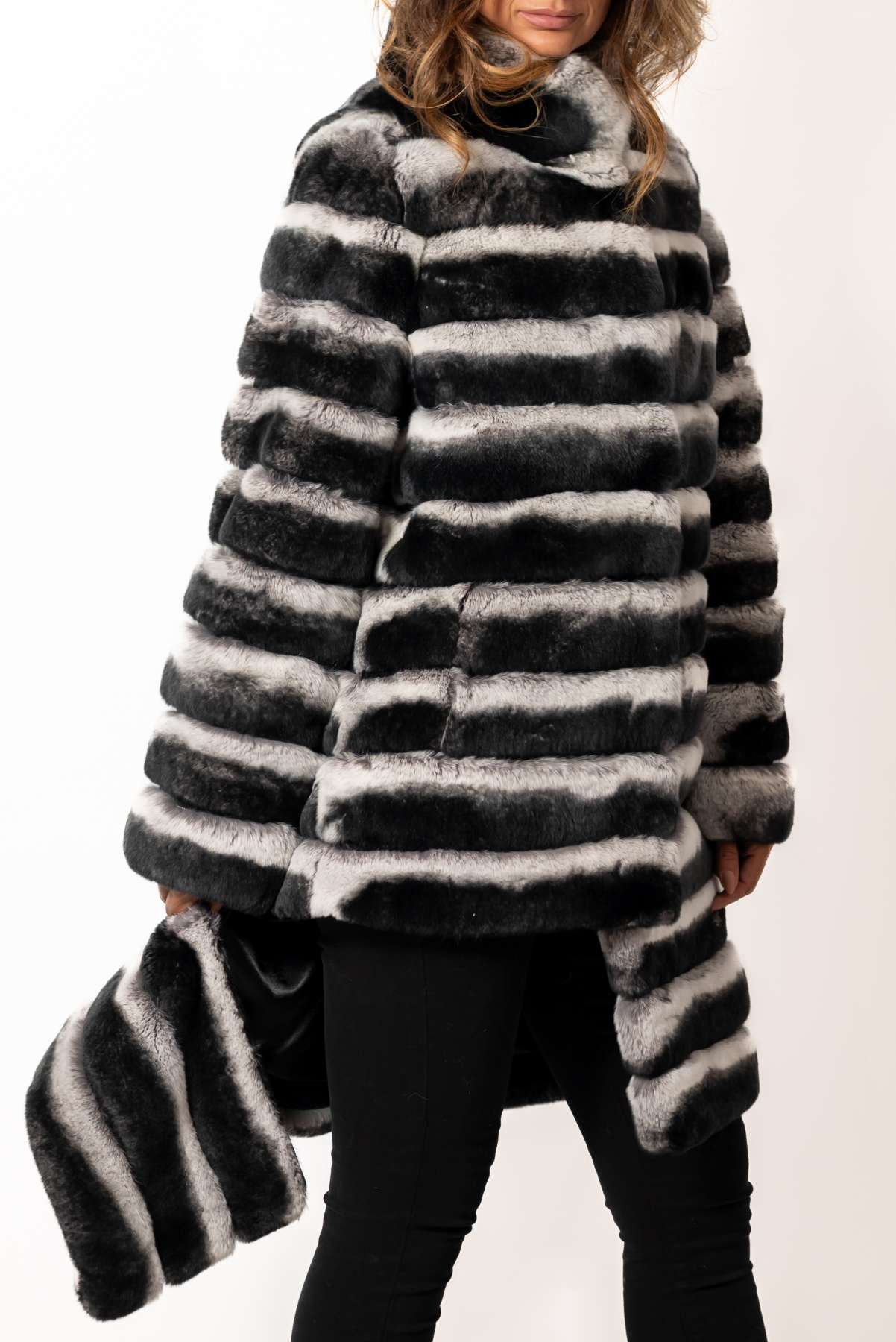 Women's chinchilla coat Valeria 2 in 1