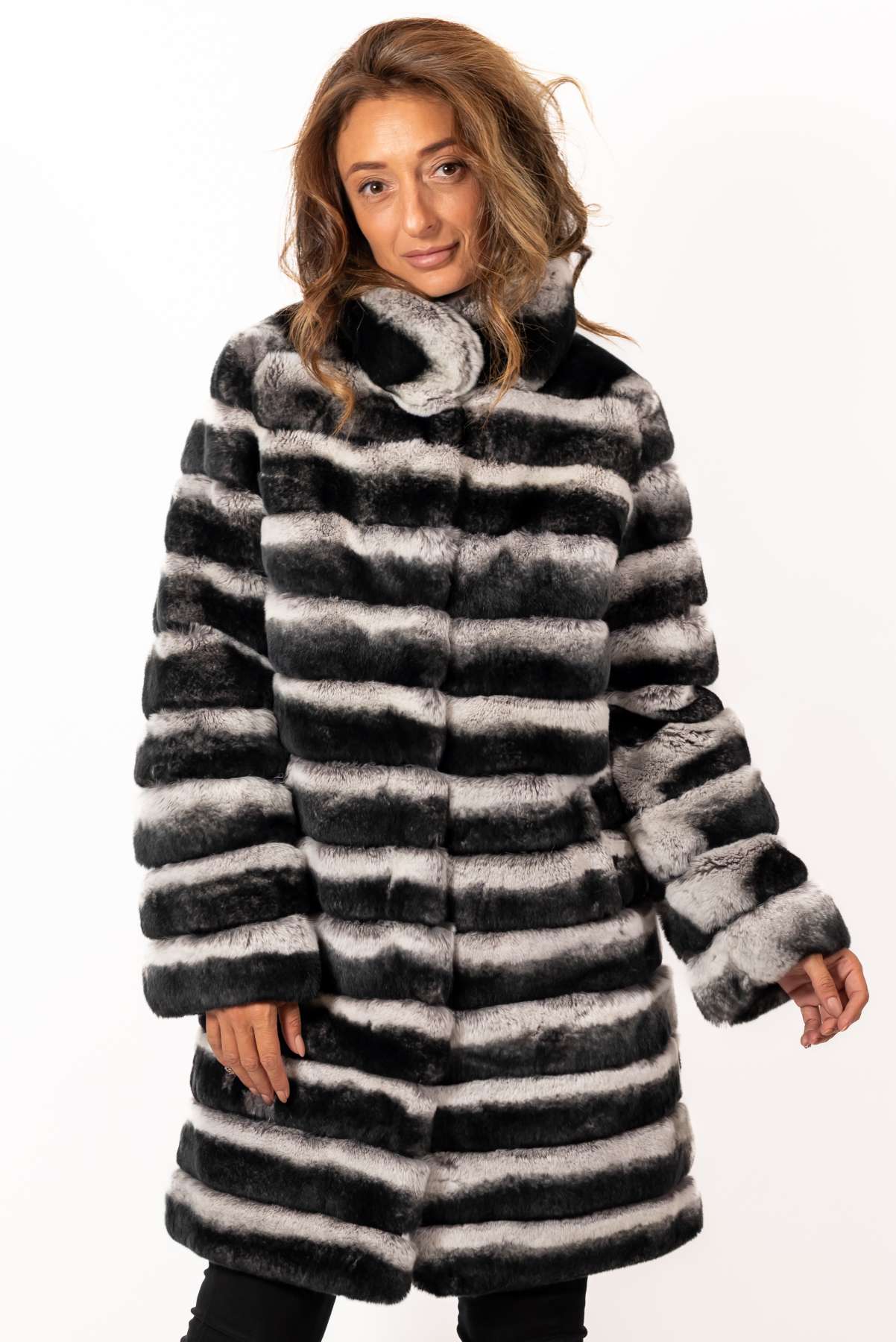 Women's chinchilla coat Valeria 2 in 1
