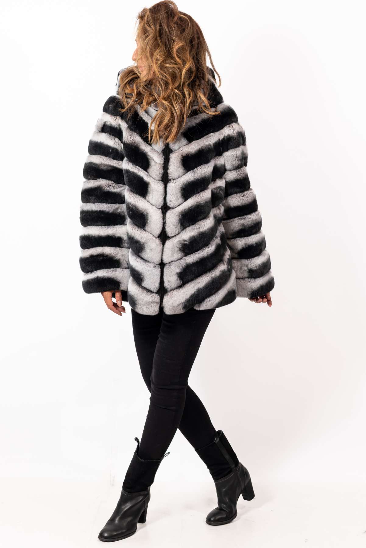 Women's chinchilla coat Lorraine with Hood