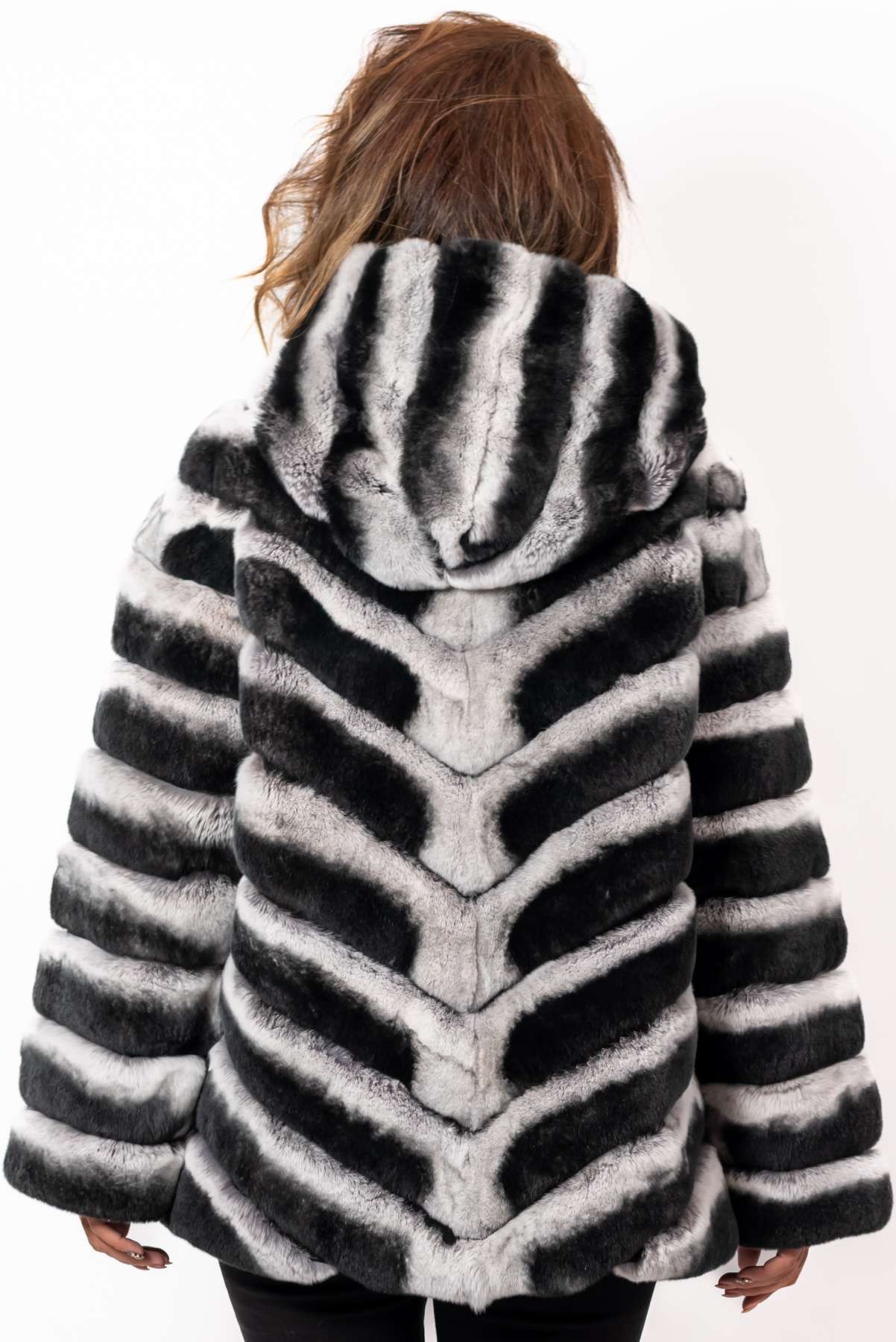 Women's chinchilla coat Lorraine with Hood