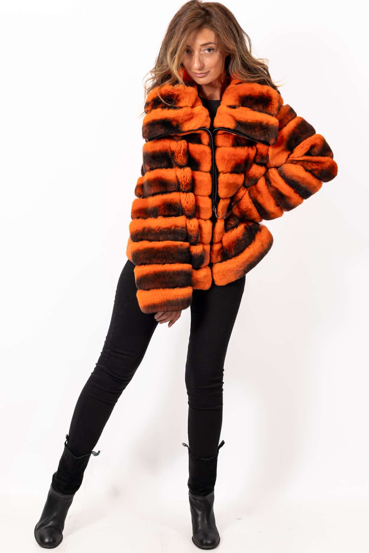 Women's chinchilla coat Galena Orange