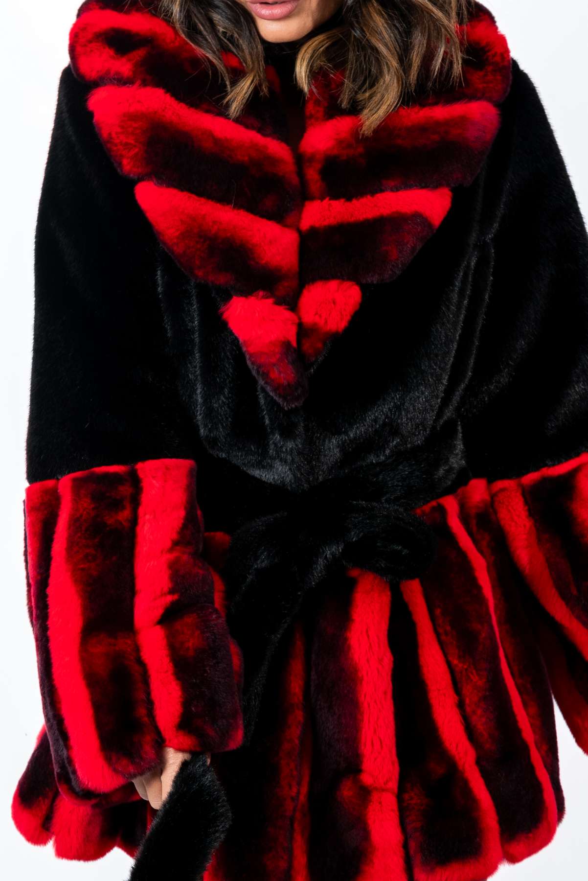 Women's chinchilla coat Alina Red