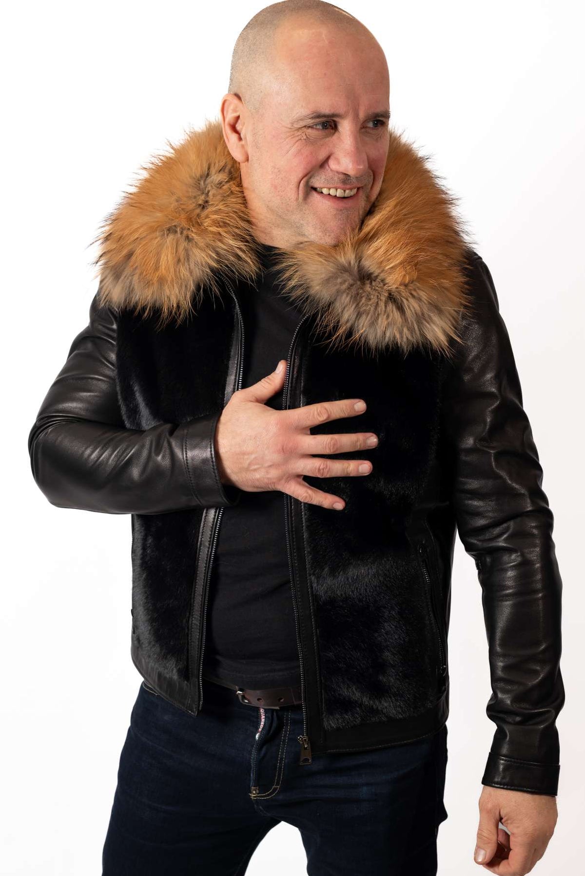 Men's coat Bozhil with Gold Fox Collar