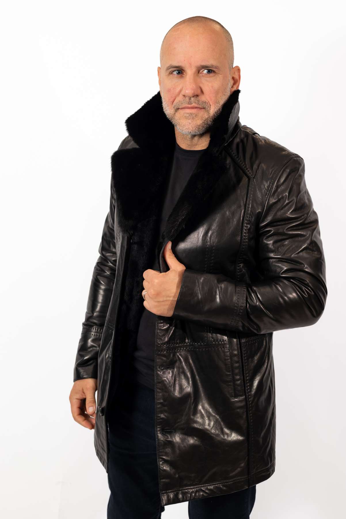 Men's coat Eric with mink collar