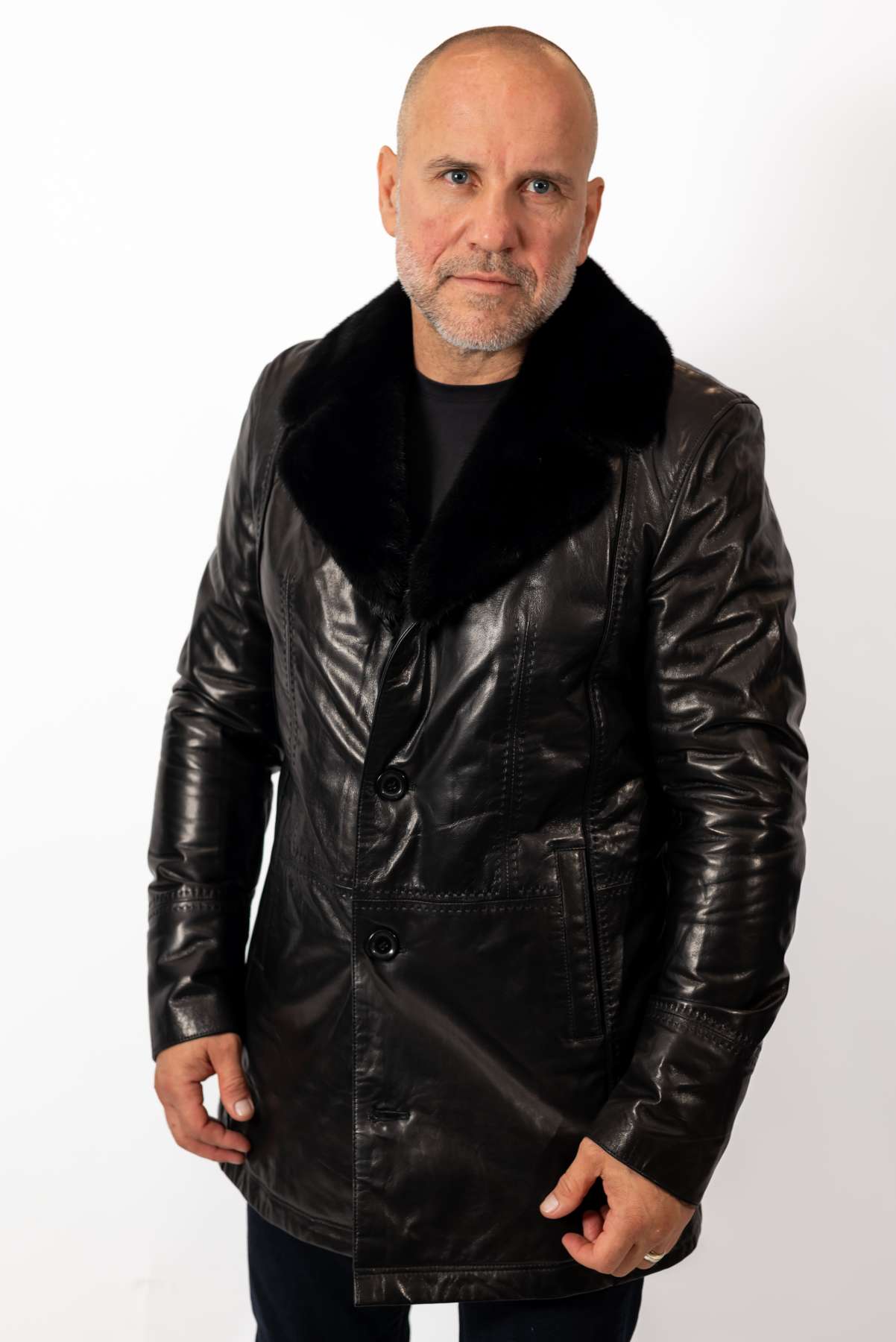 Men's coat Eric with mink collar