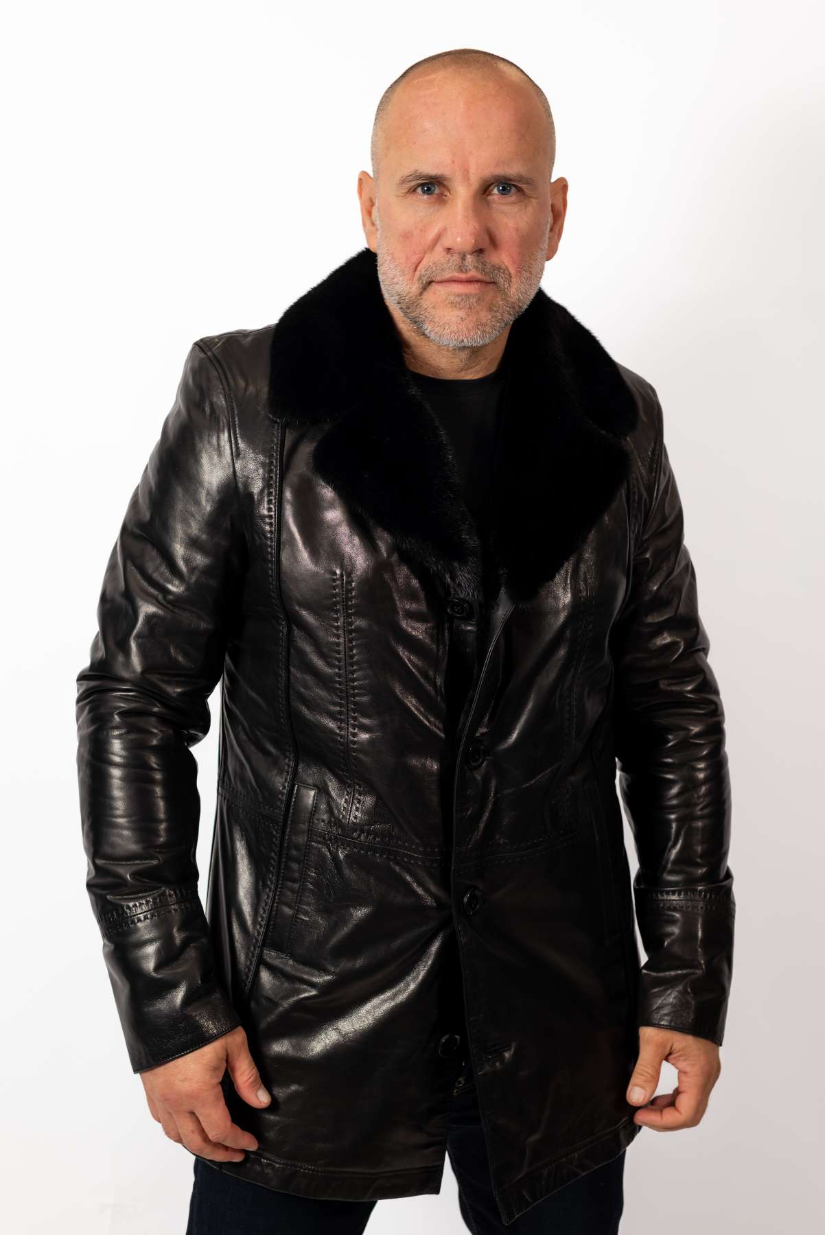 Men's coat Eric with mink collar