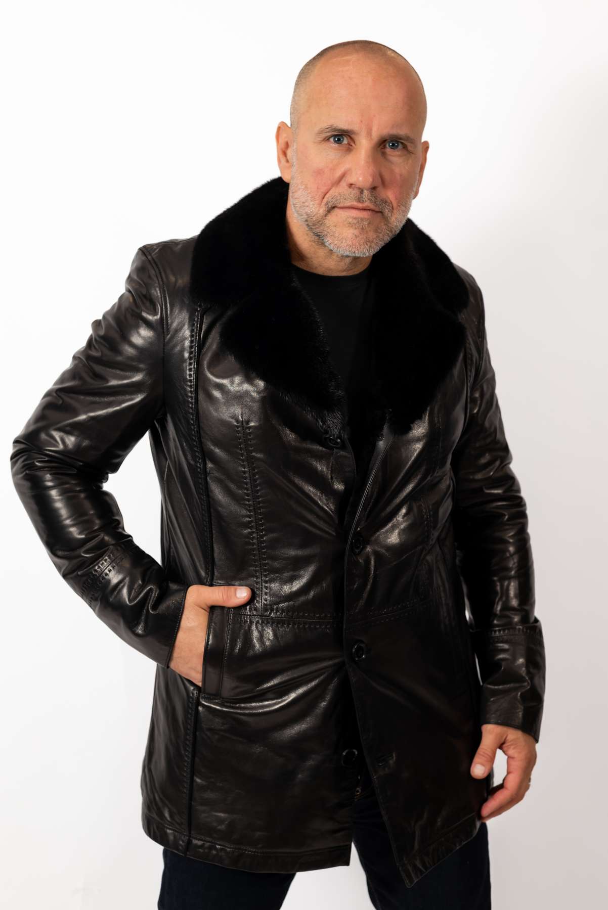 Men's coat Eric with mink collar