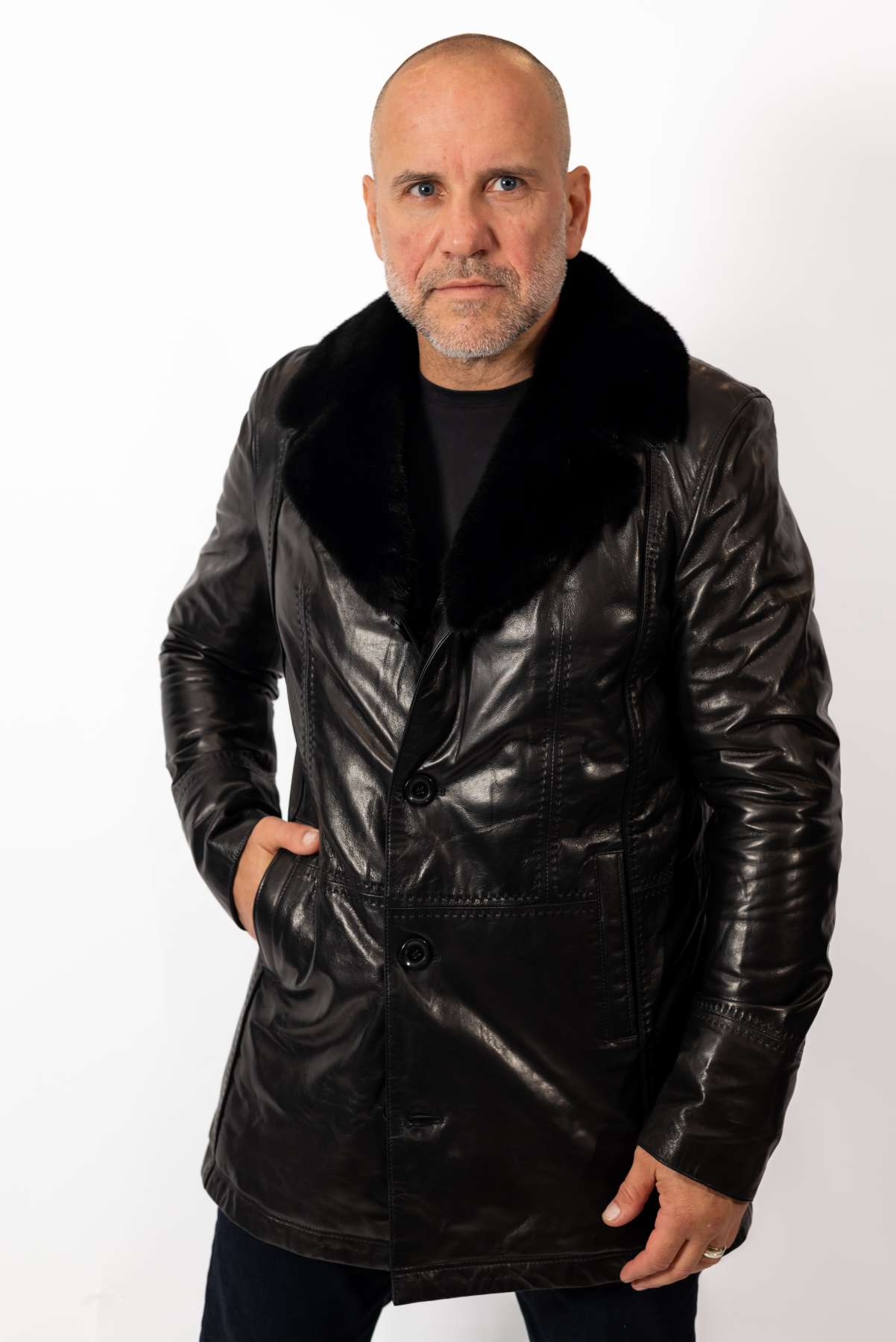 Men's coat Eric with mink collar