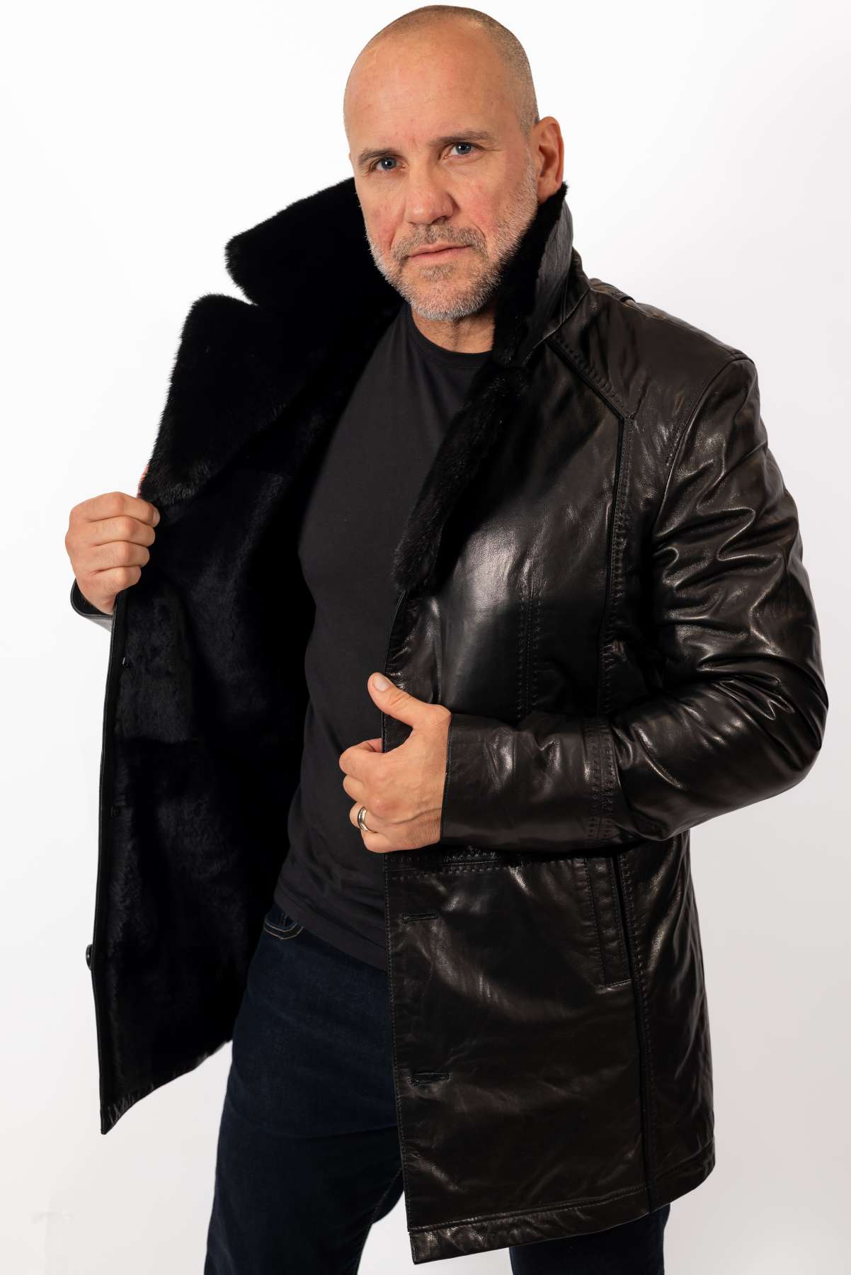 Men's coat Eric with mink collar