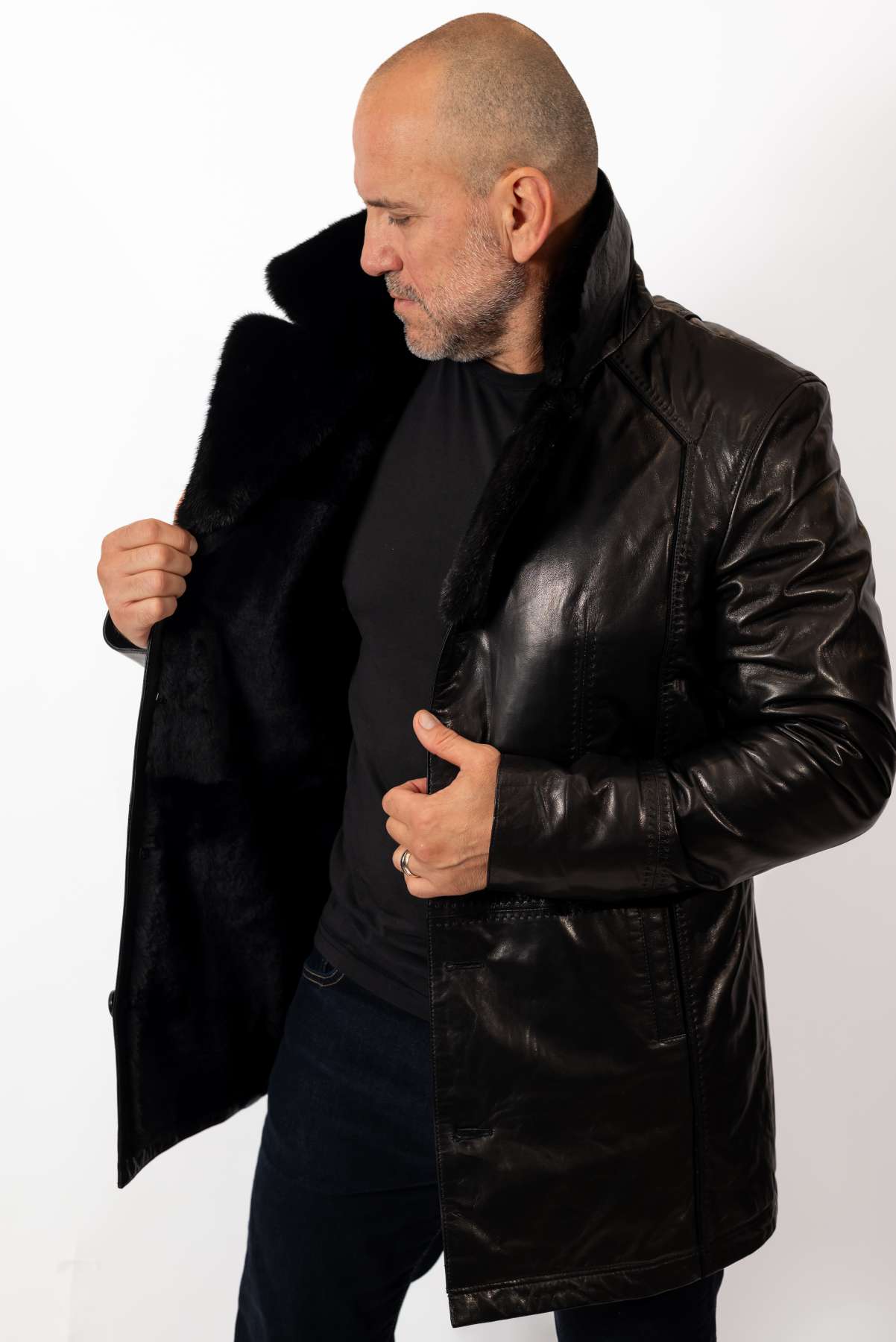 Men's coat Eric with mink collar