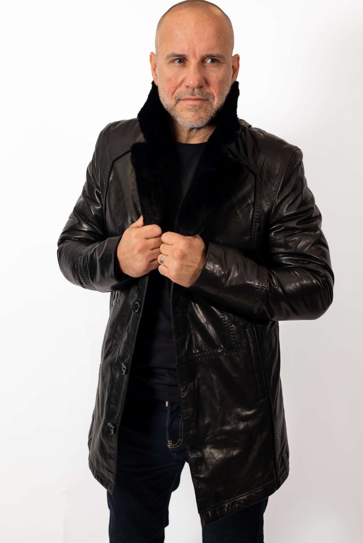 Men's coat Eric with mink collar