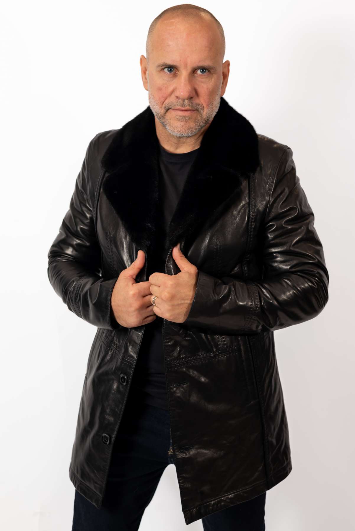 Men's coat Eric with mink collar