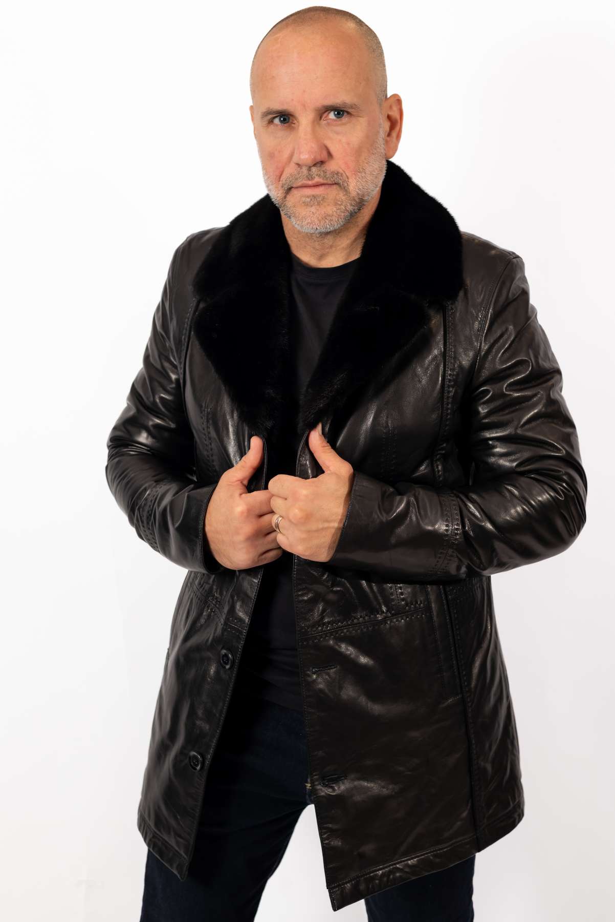 Men's coat Eric with mink collar
