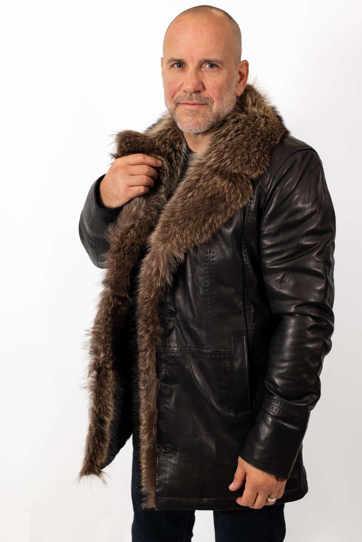Men's Coat Eric with Wolf collar