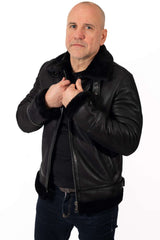Men's leather coat Alen Pilot Black