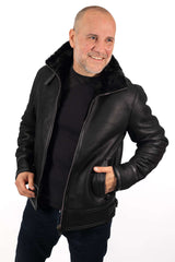 Men's leather coat Bayan Pilot Black