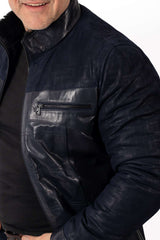 Men's Leather Coat Carlos Blue