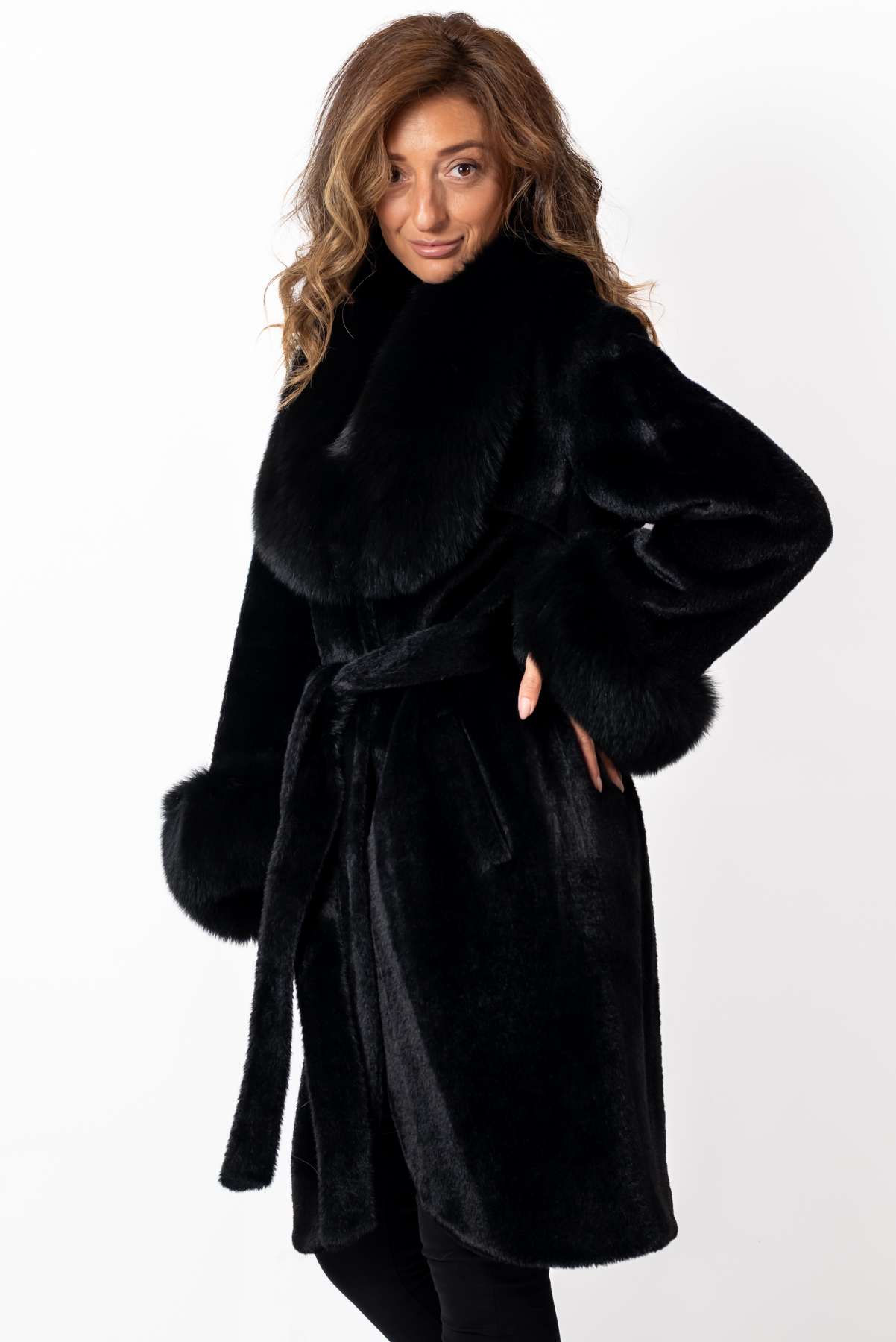 Women's exclusive alpaca coat Ava Black