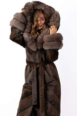 Women's exclusive alpaca coat Liana Brown