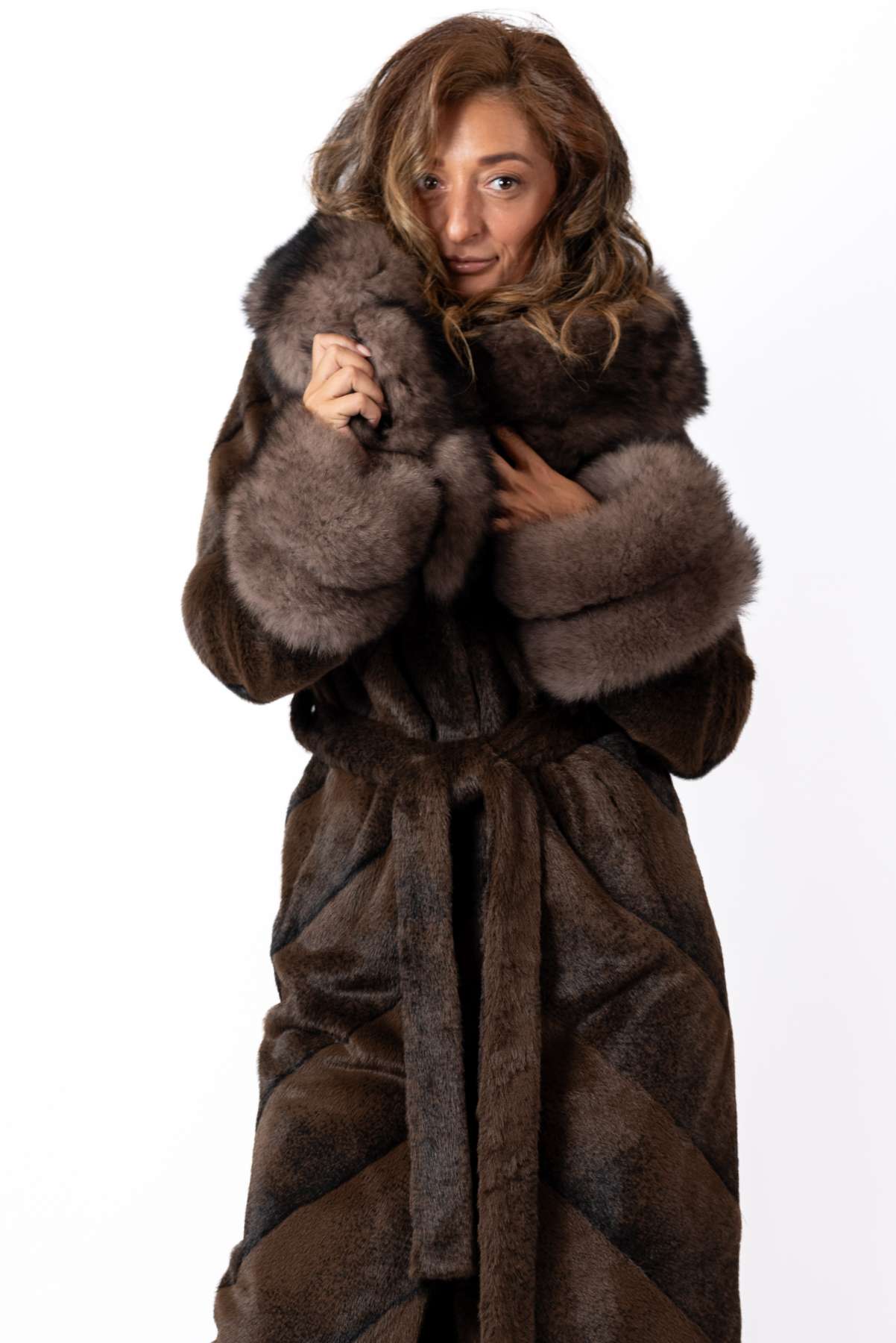 Women's exclusive alpaca coat Liana Brown