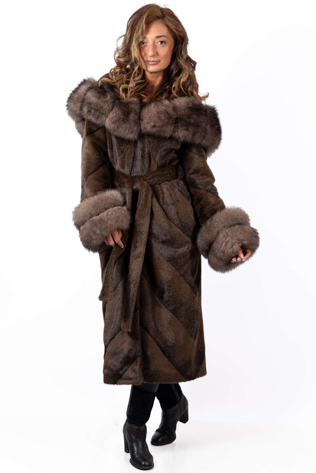 Women's exclusive alpaca coat Liana Brown