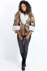 Women's exclusive coat Bistra made of natural lynx fur