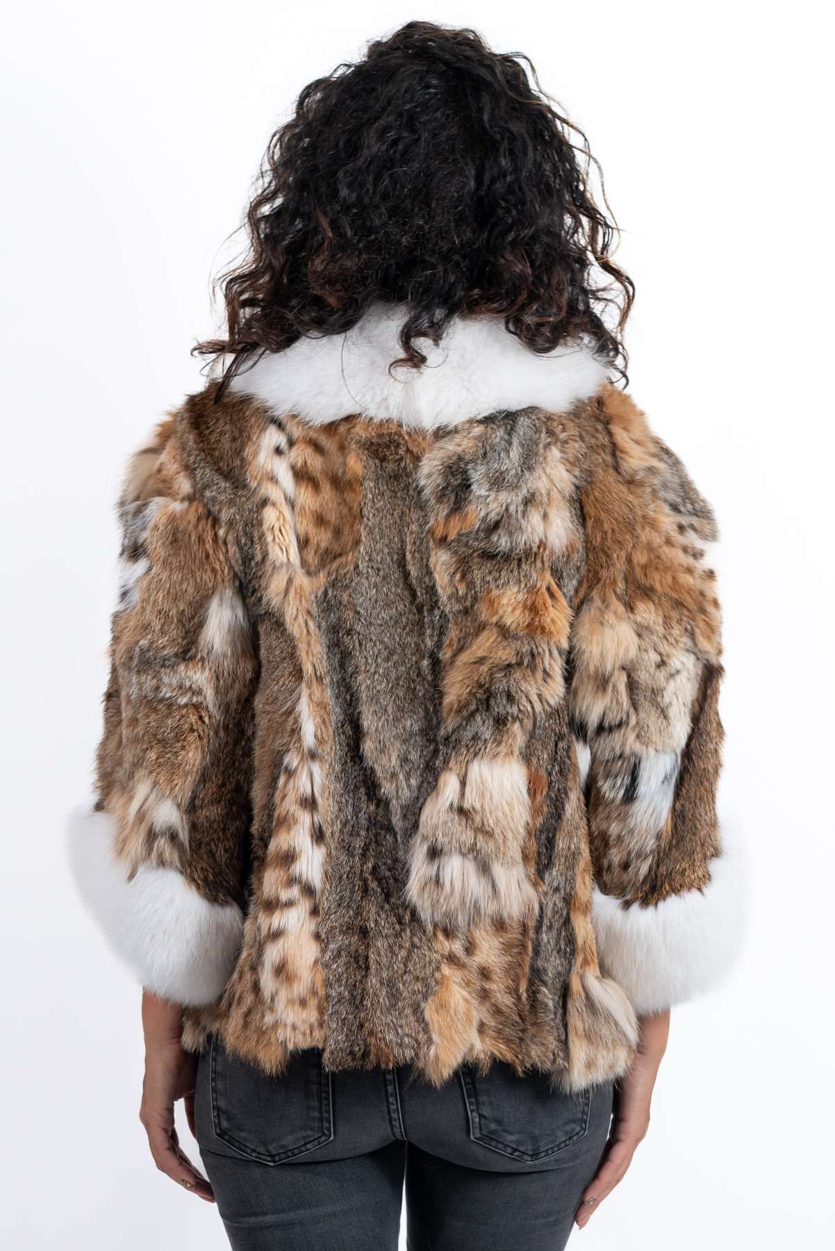Women's exclusive coat Bistra made of natural lynx fur