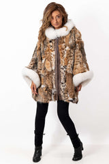 Women's exclusive coat Boryana made of natural lynx fur