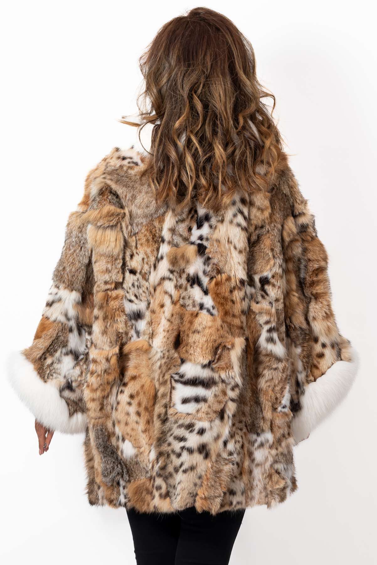 Women's exclusive coat Boryana made of natural lynx fur