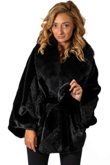 Women's exclusive Alpaca and Astrakhan coat Charlotte Black
