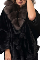 Women's exclusive Alpaca coat Charlotte Black-Brown