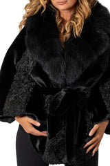 Women's exclusive Alpaca and Astrakhan coat Charlotte Black