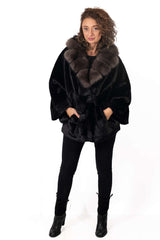 Women's exclusive Alpaca coat Charlotte Black-Brown
