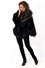 Women's exclusive Alpaca coat Charlotte Black-Brown