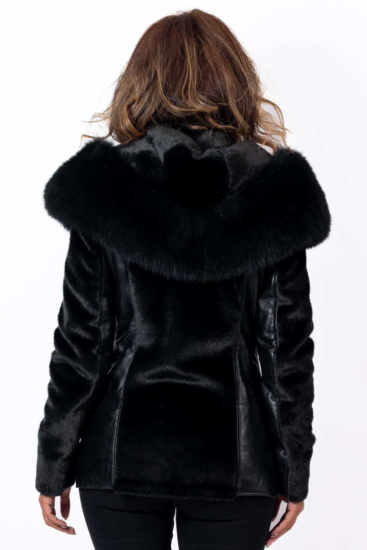 Women's exclusive Alpaca Vihra coat with hood Black