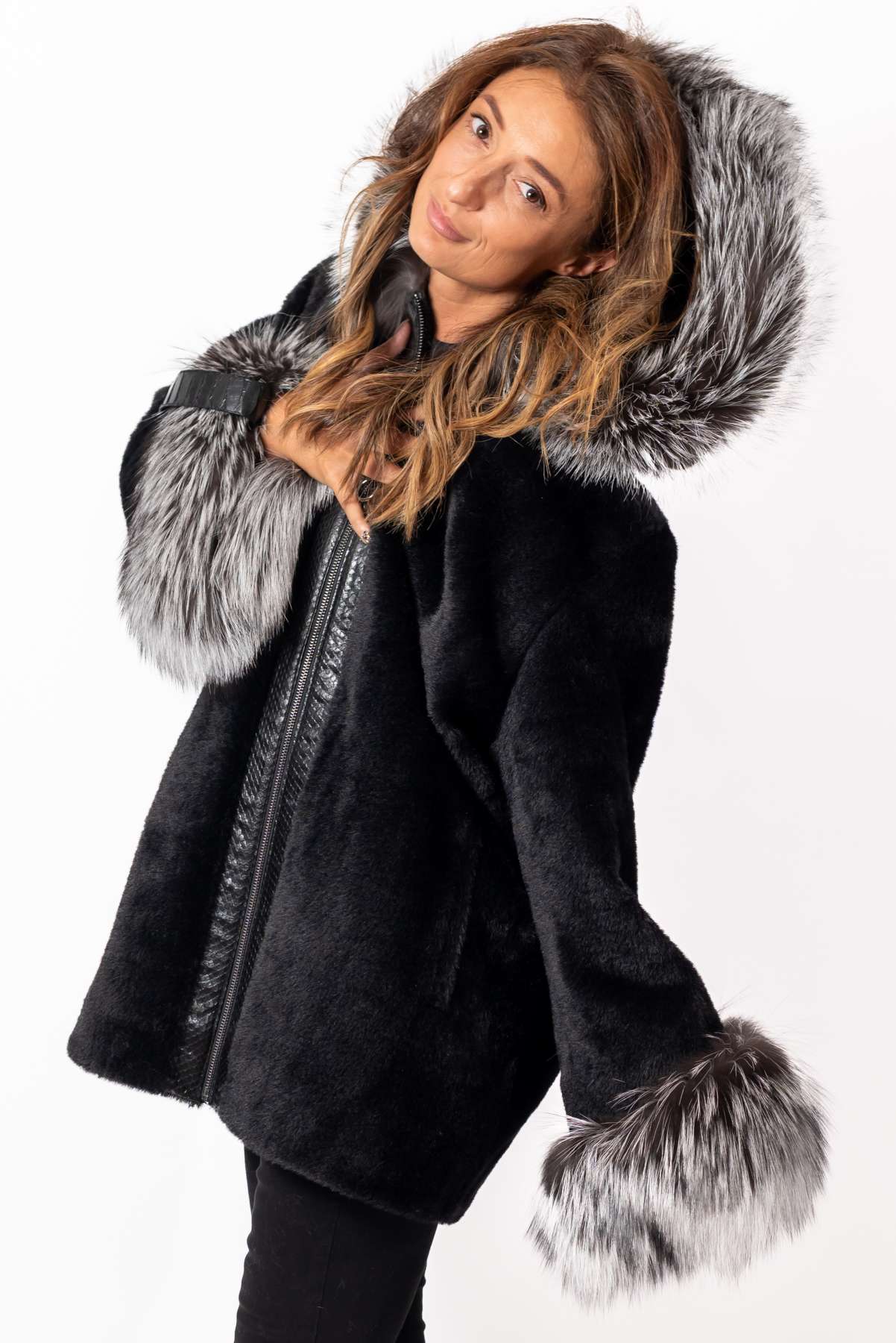 Women's exclusive alpaca coat Jacqueline Black