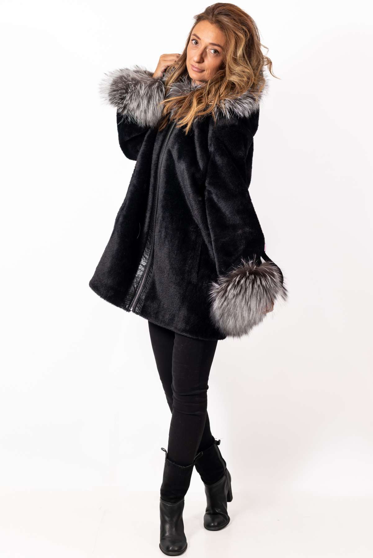 Women's exclusive alpaca coat Jacqueline Black